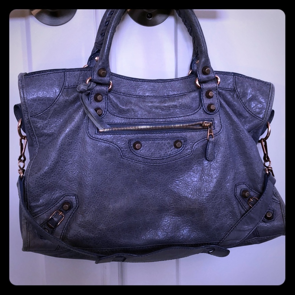 Balenciaga city rose gold bag
